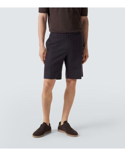 Zegna Gray Linen Bermuda Shorts for men