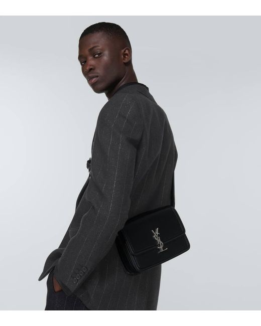 Saint Laurent Solferino Medium Leather Shoulder Bag in White for