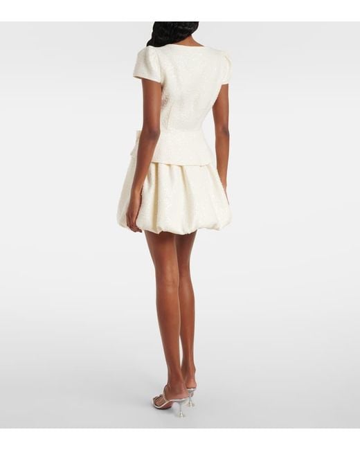 Robe En Boucle A Sequins Self-Portrait en coloris White