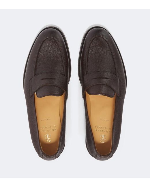 Brunello Cucinelli Brown Leather Penny Loafers for men