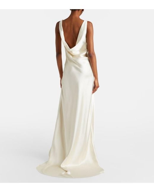 Rohe White Bridal Draped Satin Gown