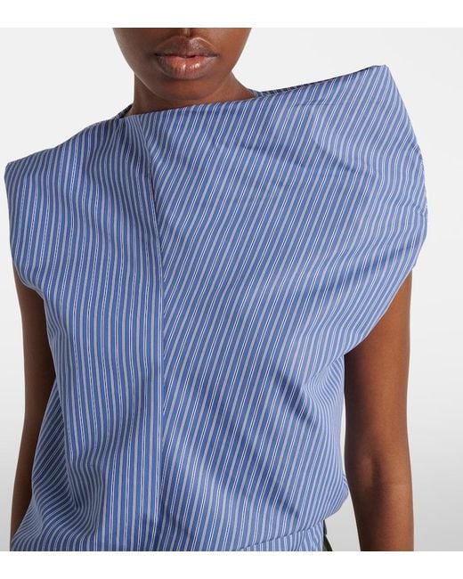 Sacai Blue Striped Cotton-Blend Top