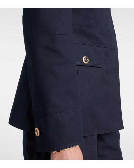 Gucci Blue Cotton Canvas Jacket With Embroidery