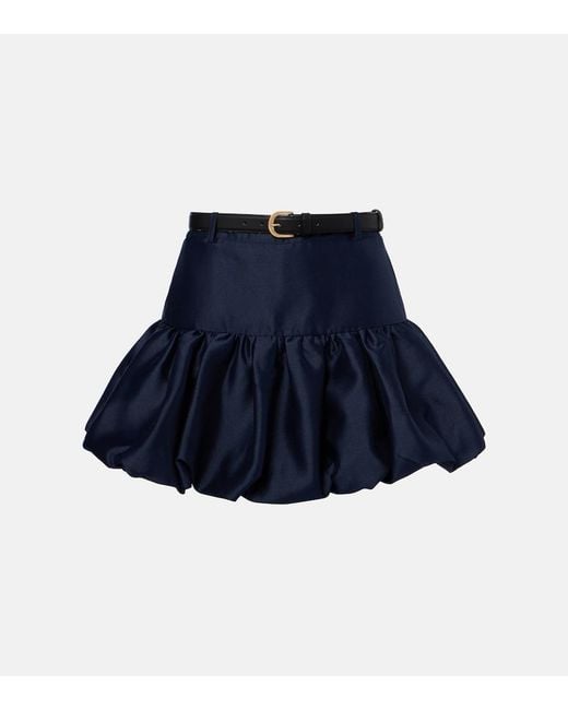 Self-Portrait Blue Belted Taffeta Miniskirt