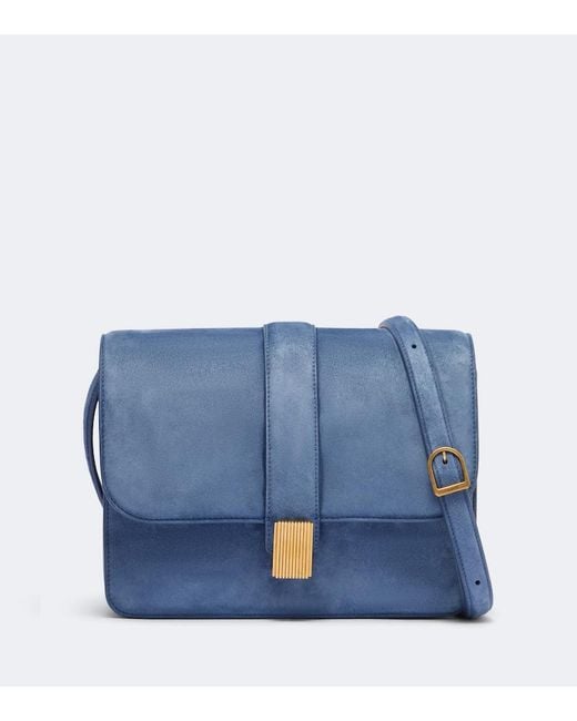 Khaite Blue Blake Suede Crossbody Bag