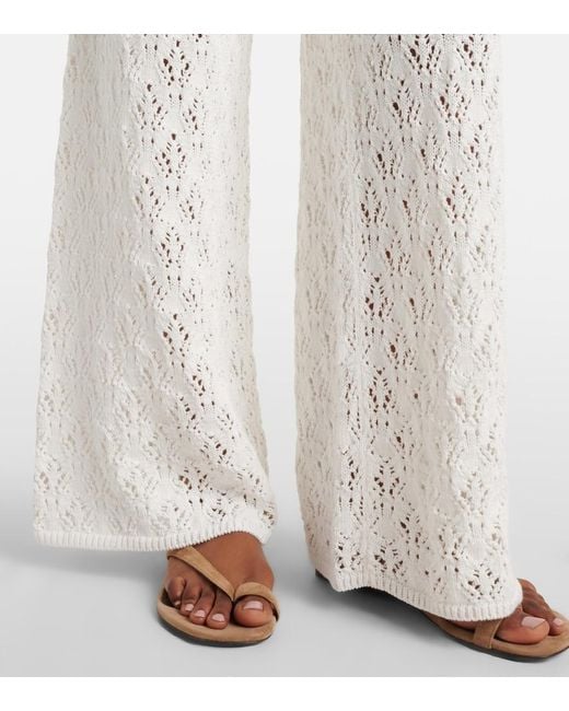 Faithfull The Brand White Fio Pointelle Cotton Wide-Leg Pants