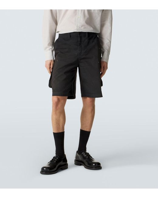 Our Legacy Black Mount Herringbone Cotton Cargo Shorts for men