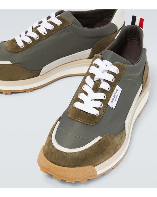 Thom Browne Green Alumni Leather-trimmed Sneakers for men