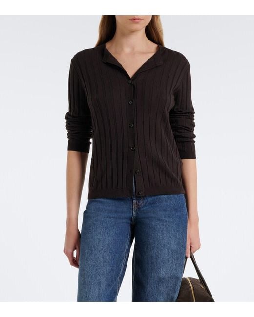 Jardin Des Orangers Black Ribbed-Knit Virgin Wool Cardigan