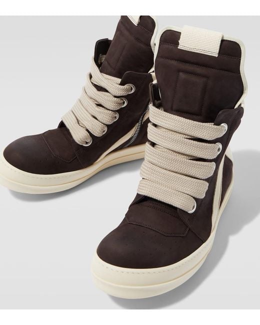 Rick Owens Brown Megageobasket Leather Sneakers for men
