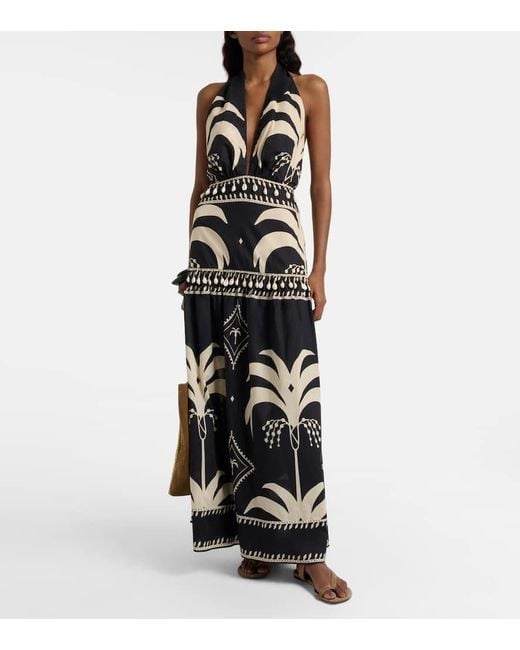 Johanna Ortiz Black Printed Cotton Maxi Dress