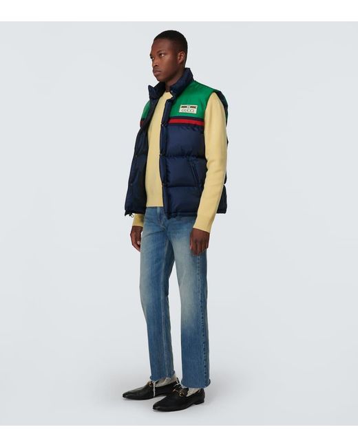 Gucci Blue Colorblocked Satin Down Vest for men