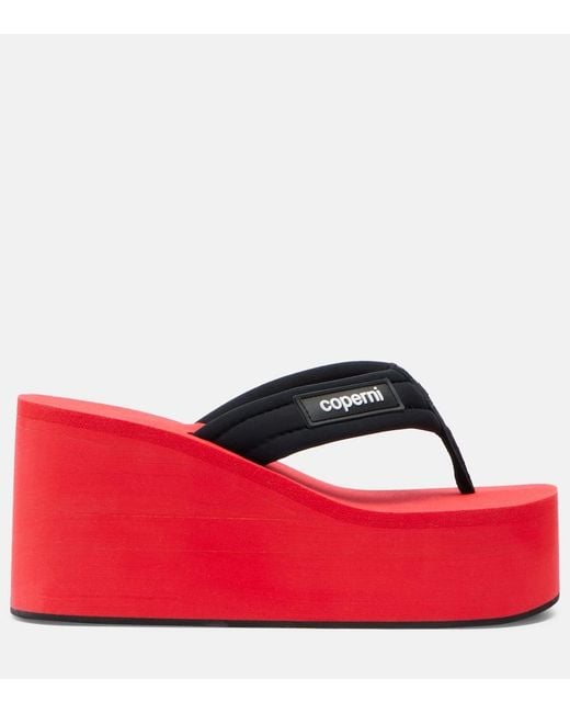 Coperni Red Logo Platform Thong Sandals