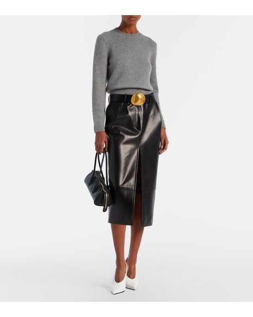 Khaite Black Donna Leather Shoulder Bag