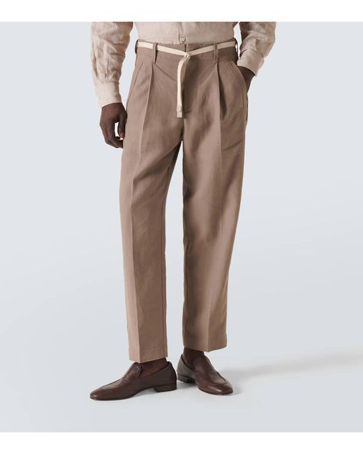 Zegna Natural Linen Straight Pants for men