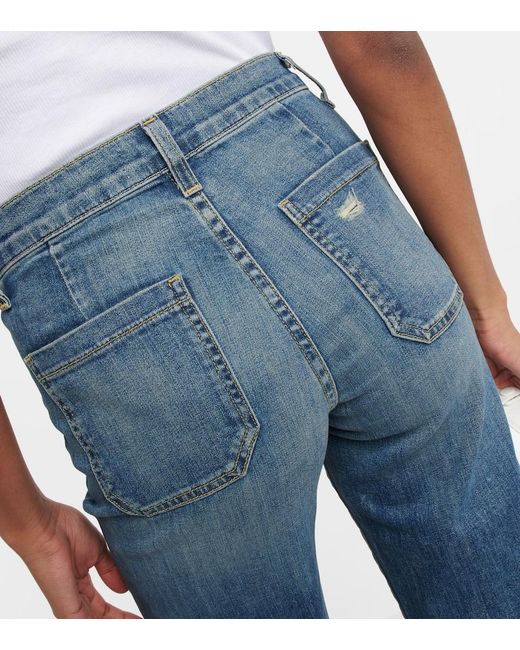Nili Lotan Blue Florence High-Rise Flared Jeans