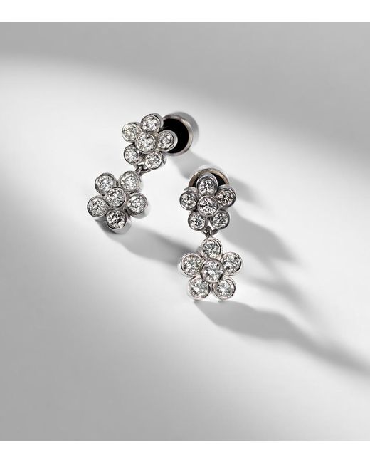 Ileana Makri White Blossom Daisy Duo 18Kt Earrings With Diamonds