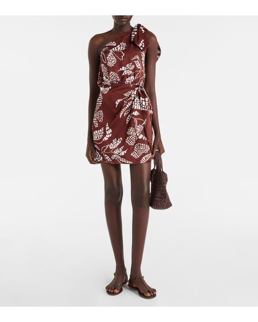 Poupette Red Bedrucktes One-Shoulder-Minikleid Celie