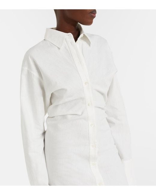 Totême  White Cotton And Linen Shirt Dress