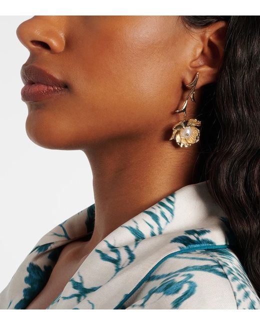 Erdem Metallic Embellished Drop Earrings