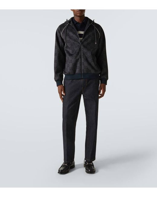 Chaqueta Con Jumbo Gg Y Web Gucci de hombre de color Black