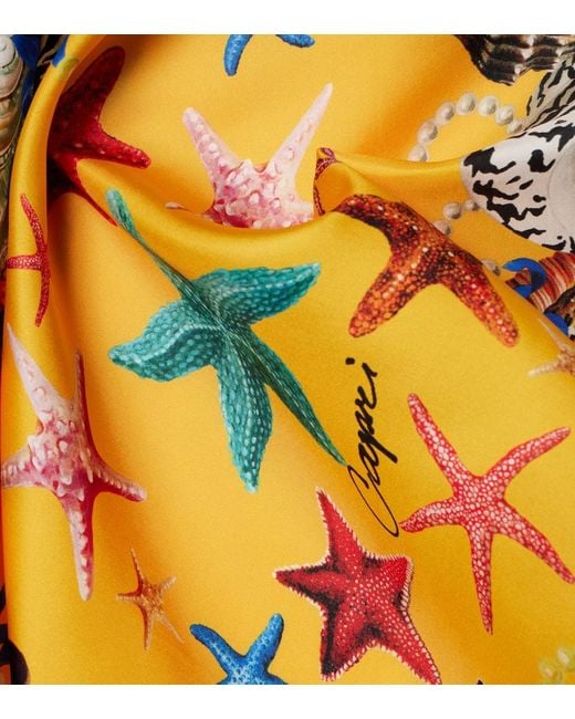Dolce & Gabbana Multicolor Bedrucktes Tuch Capri aus Seiden-Twill