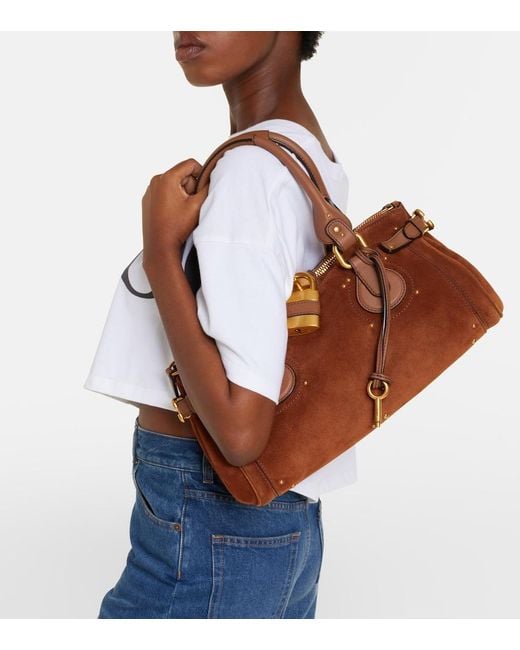 Chloé Brown Paddington Suede Shoulder Bag