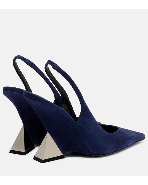 The Attico Blue Cheope 105 Suede Slingback Pumps