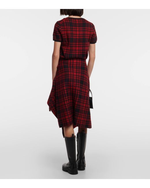 Polo Ralph Lauren Red Checked Wool Wrap Skirt