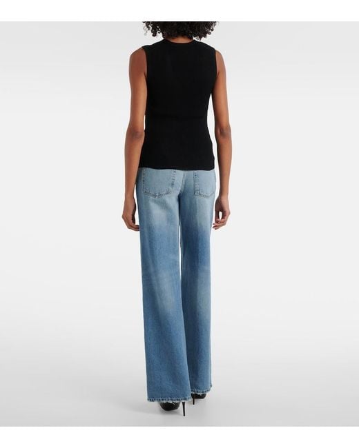 Veronica Beard Black Top Sid Aus Rippstrick