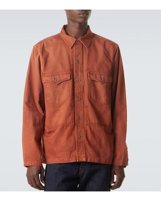 RRL Orange Denim Overshirt for men
