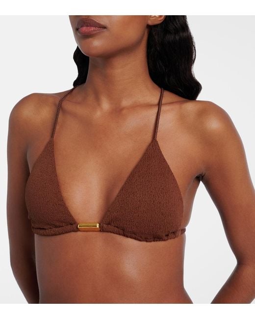 ViX Brown Harper Beaded Triangle Bikini Top