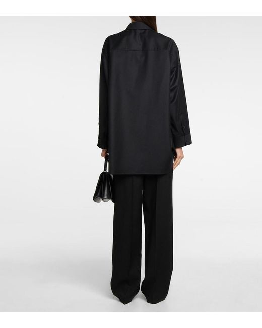 The Row Black Caroline Virgin Wool Shirt