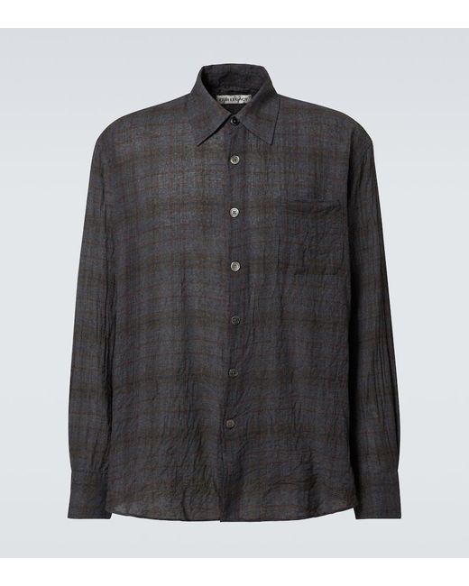 Our Legacy Black Above Checked Cotton-Blend Shirt for men
