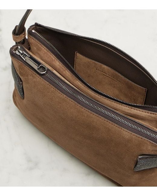 Borsa A Spalla Essence Monili Small di Brunello Cucinelli in Brown