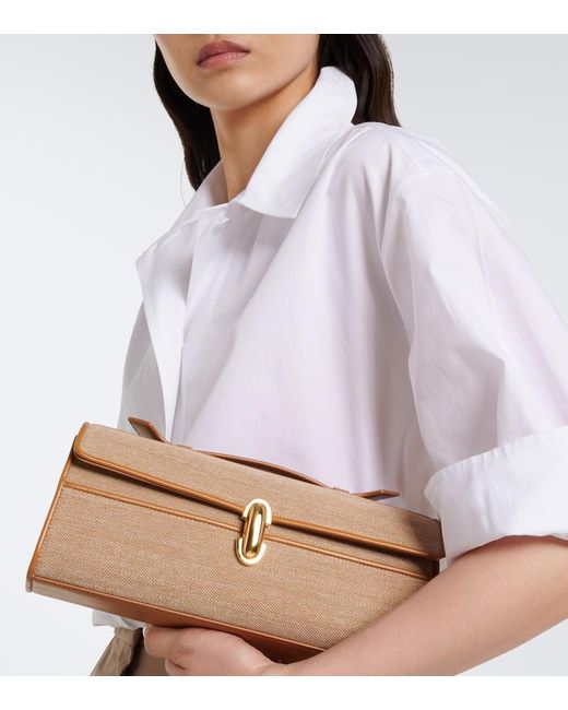 SAVETTE Brown Symmetry Slim Medium Canvas Top-Handle Bag