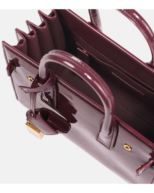 Saint Laurent Purple Tote Bag Sac De Jour Nano Aus Lackleder