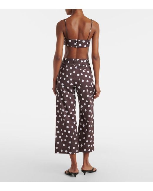 Adriana Degreas Multicolor Polka-Dot Cotton-Blend Wide-Leg Pants