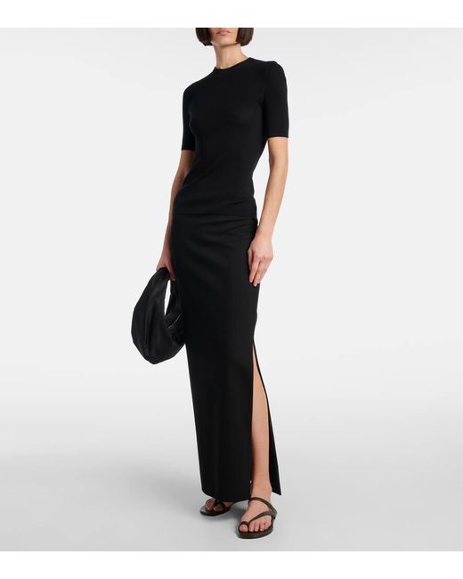Khaite Black Celina Ribbed-Knit Wool-Blend Top