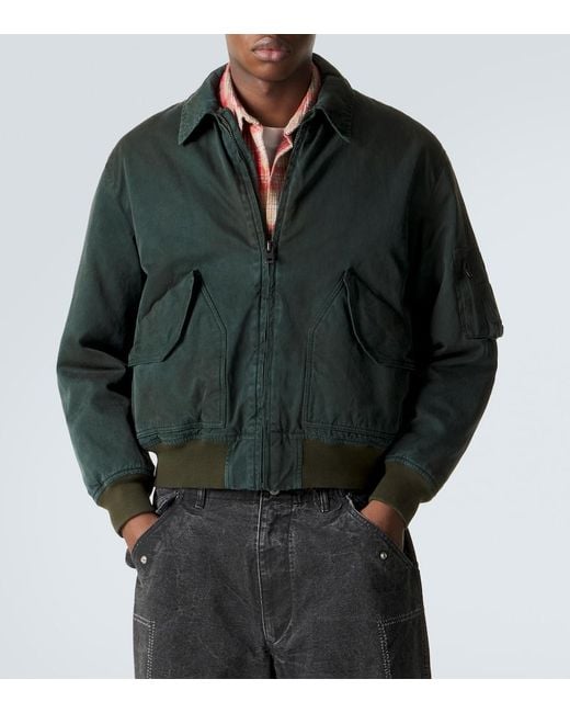 A.PRESSE Black Vintage Silk And Cotton Bomber Jacket for men