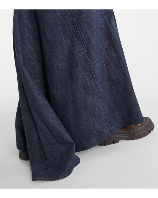Brunello Cucinelli Blue Cotton-blend Maxi Skirt