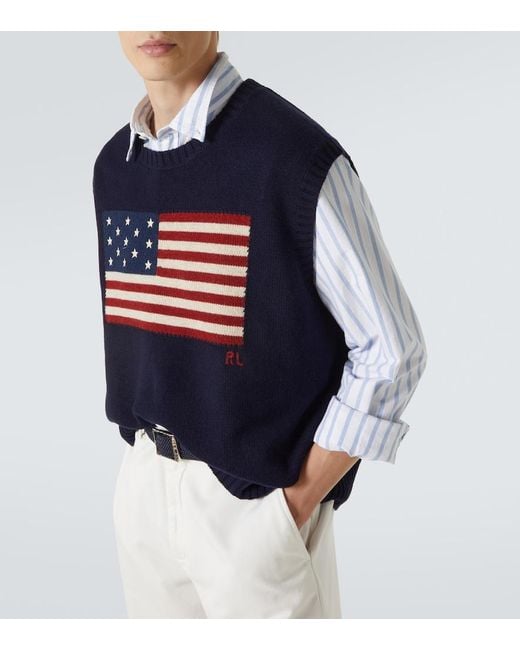 Polo Ralph Lauren Blue Wool And Cotton Sweater Vest for men