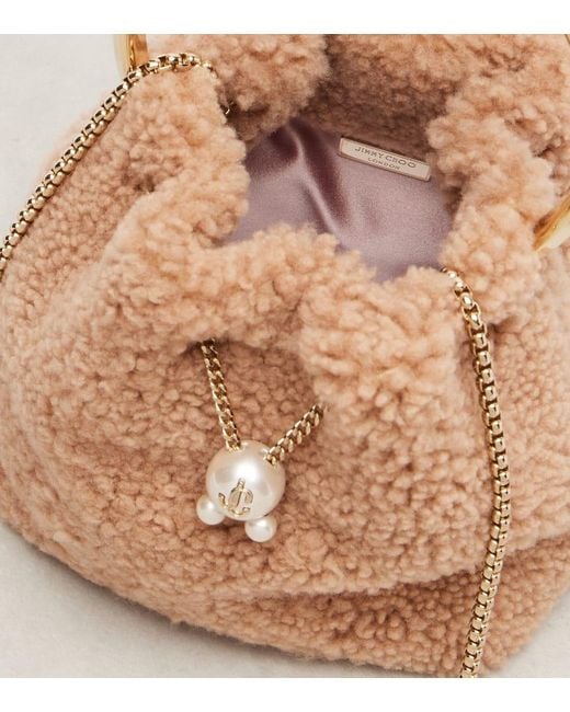 Jimmy Choo Brown Bucket Bag Bon Bon Small Aus Shearling
