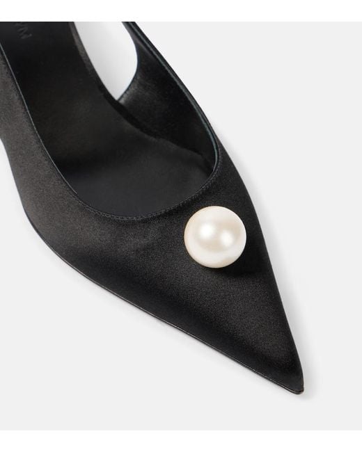 Magda Butrym Black Slingback Kitten Heels Pearl