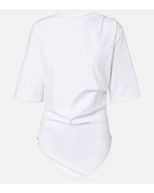 Rohe White Gathered Cotton Jersey T-Shirt
