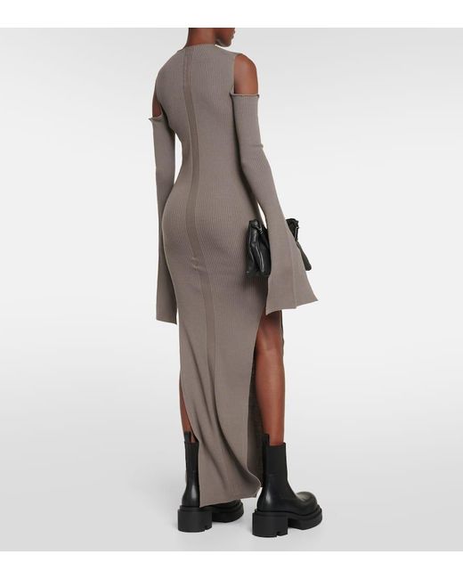 Rick Owens Gray Cutout Wool Maxi Dress