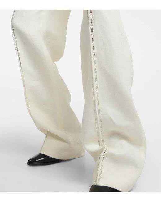 Bottega Veneta Natural Linen Straight Pants