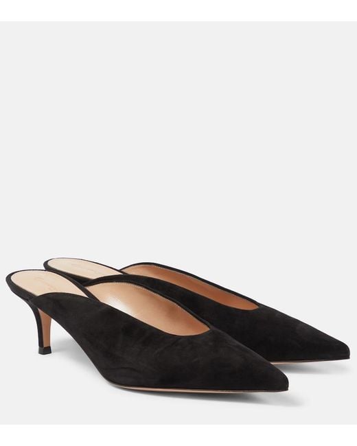 Gianvito Rossi Black Suede Mules