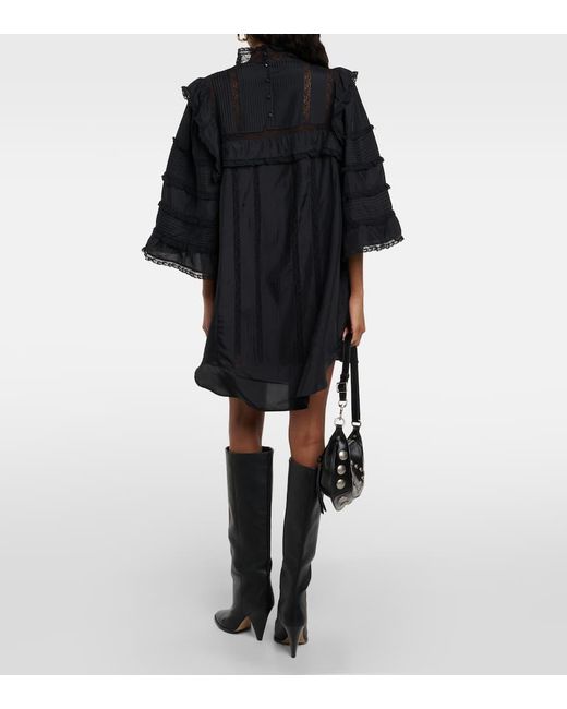 Vestido corto Zakae de seda con volantes Isabel Marant de color Black