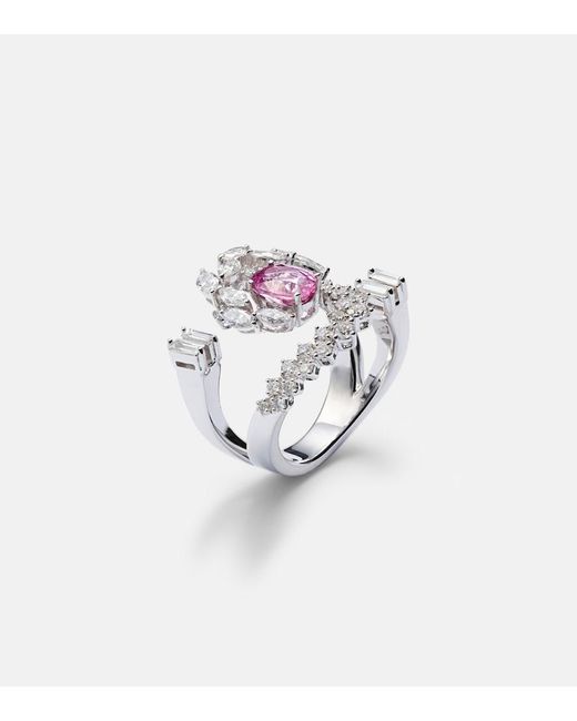 YEPREM White Reign Supreme 18Kt Ring With Diamonds And Sapphire
